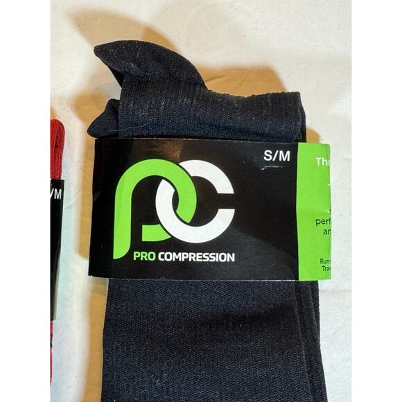Lot 3 Pairs New Pro Compression Marathon Socks Solid Black Green Argyle - Picture 7 of 9